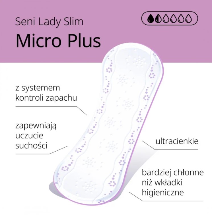 Wkładki urologiczne 20szt Seni Lady Slim Micro Plus - obrazek 2